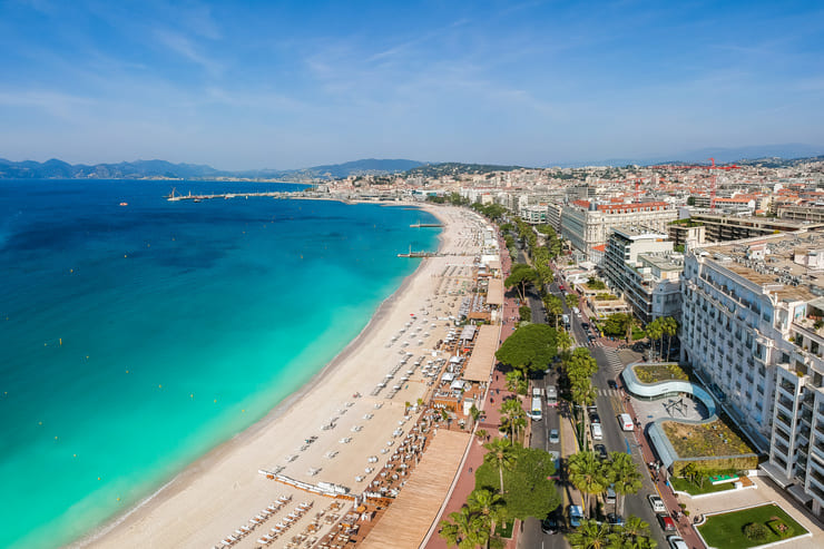 Panorama de la promenade de la Croisette et de sa plage